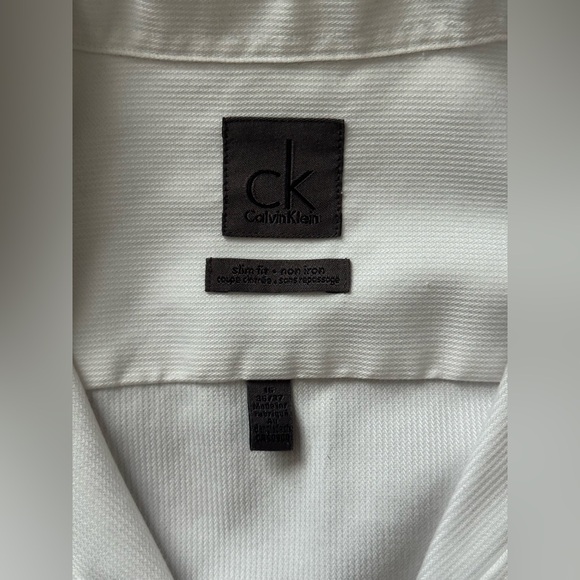 Calvin Klein slim fit White Men's Shirt Size 16 36/37 - Picture 6 of 7